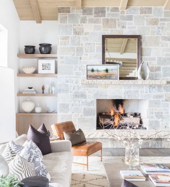 Whitewashed Fireplace Makeover